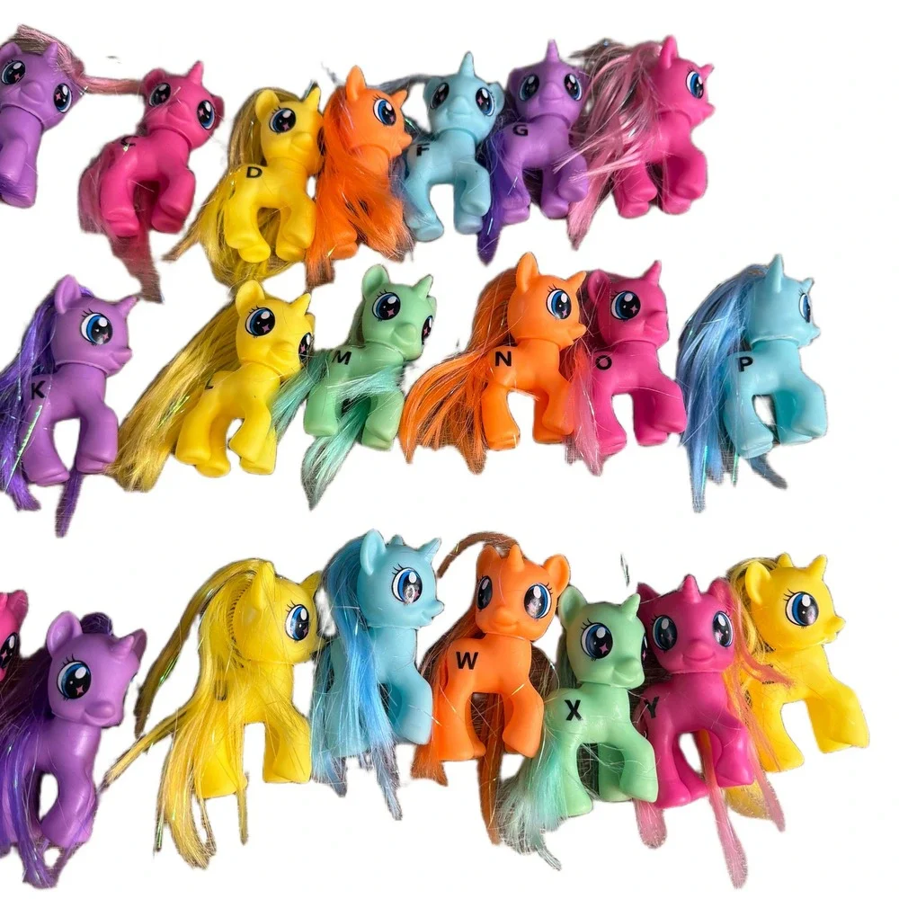26pc Alphabet Pony Figure Set A-Z Letters Rainbow Tinsel Hair Educational Toys‎
